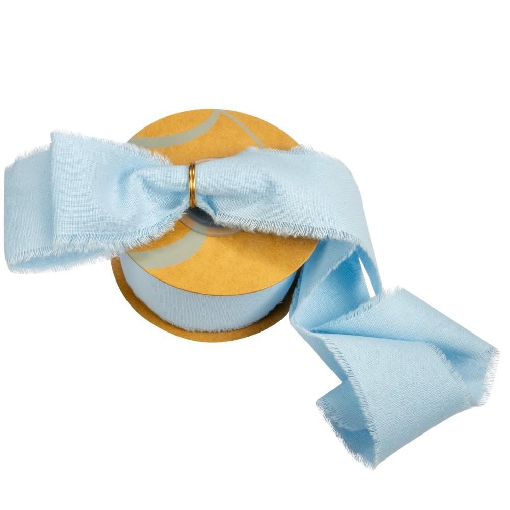 NASTRO COTONE SFRANGIATO MM25X15MT CELESTE POLVERE